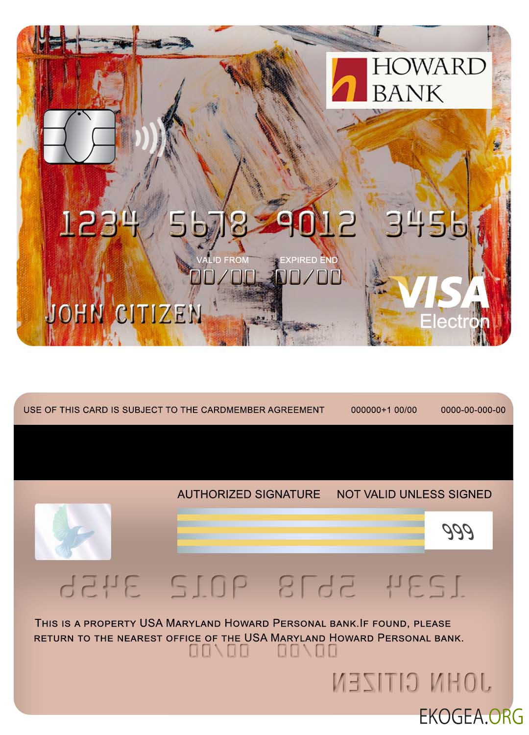 USA Maryland Howard Carte électronique visa bancaire personnelle